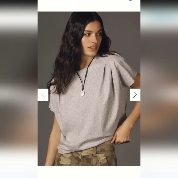 Anthropology ,English Factory Light Gray Box Neck T-Shirt size M - Picture 8 of 9